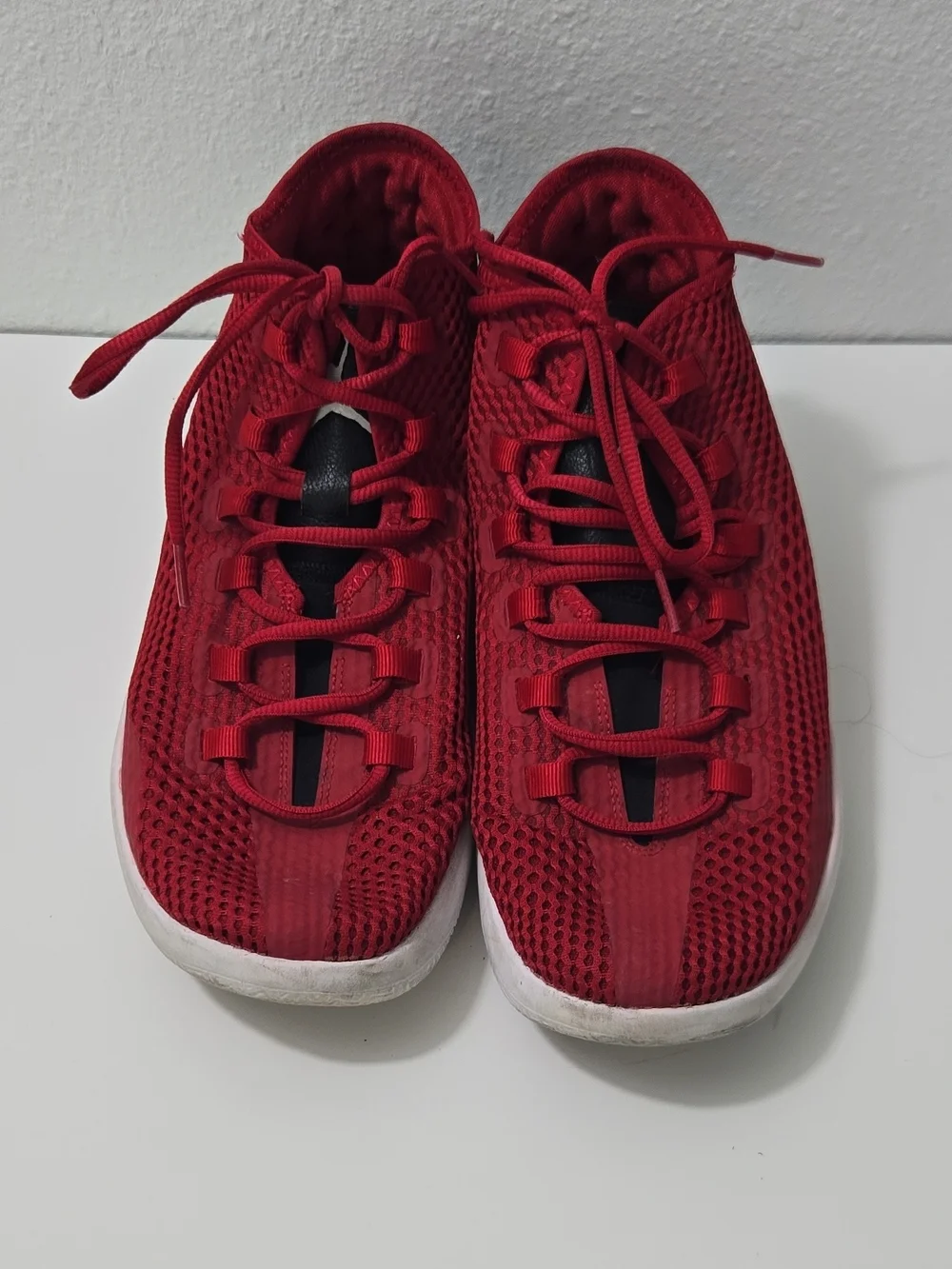 Jordan Red Knit Lace-Up Sneakers